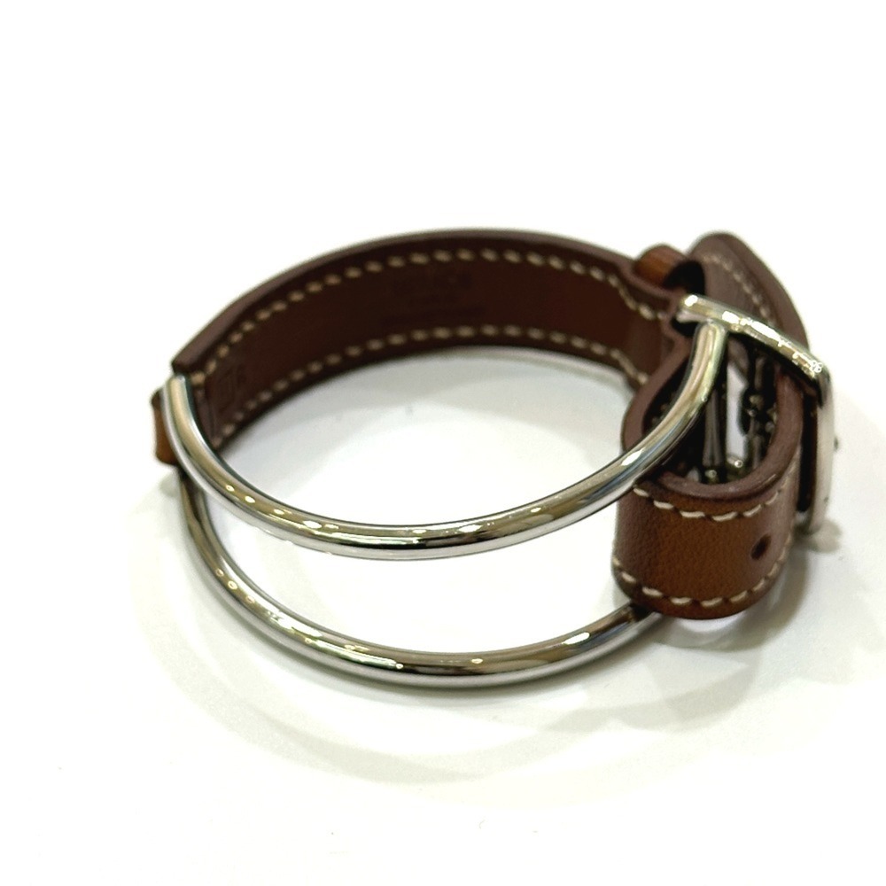HERMES Brown Leather Charm Bracelet